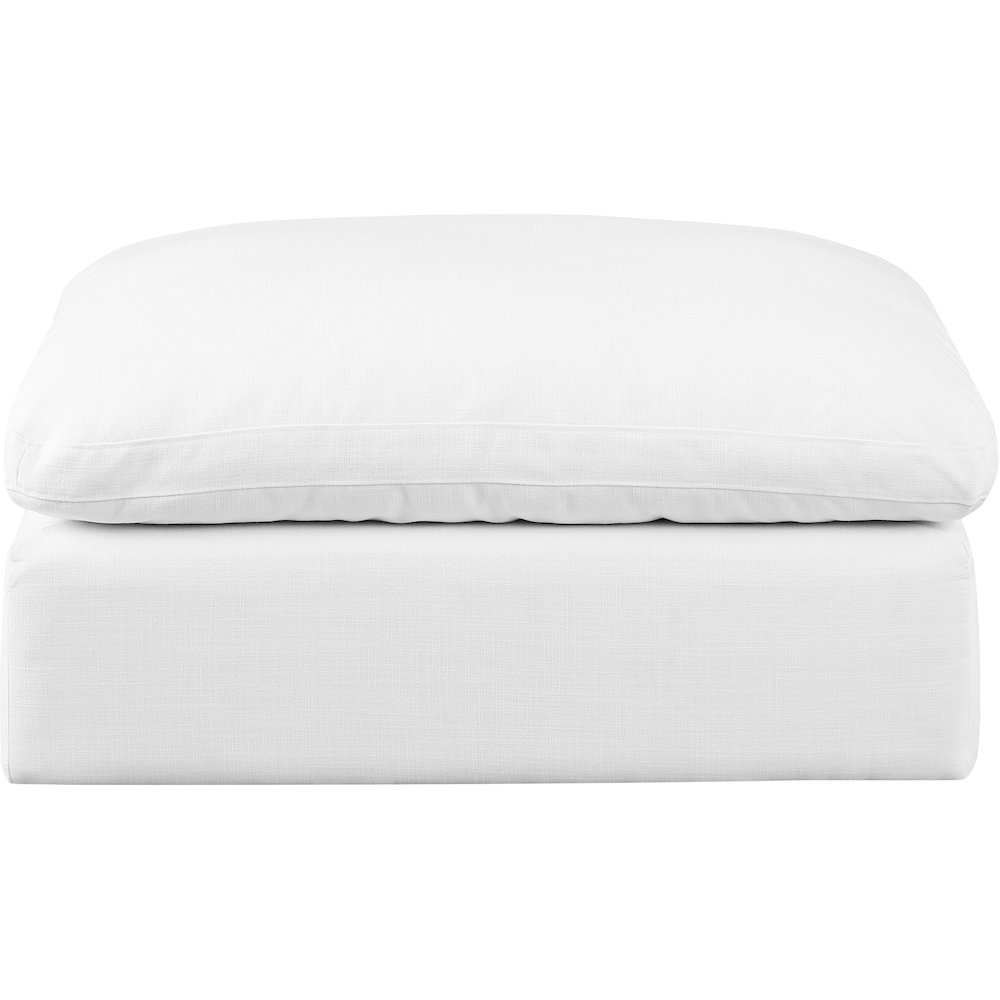 Comfy White Linen Textured Fabric Modular Ottoman. Picture 3