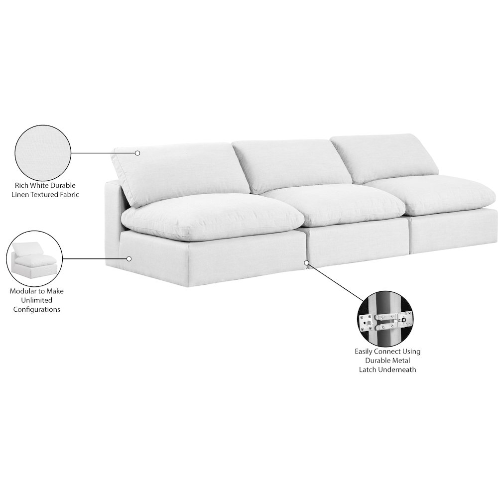 Comfy White Linen Textured Fabric Modular Sofa. Picture 10