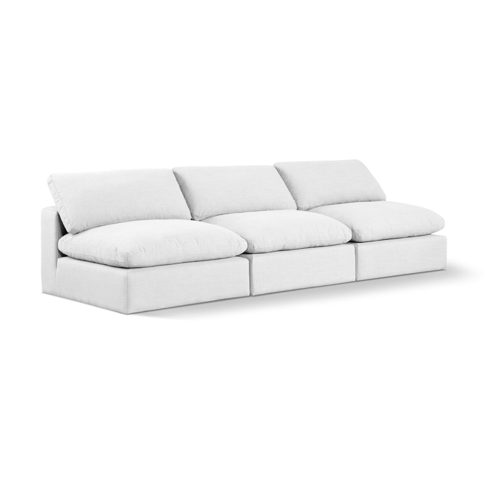 Comfy White Linen Textured Fabric Modular Sofa. Picture 1