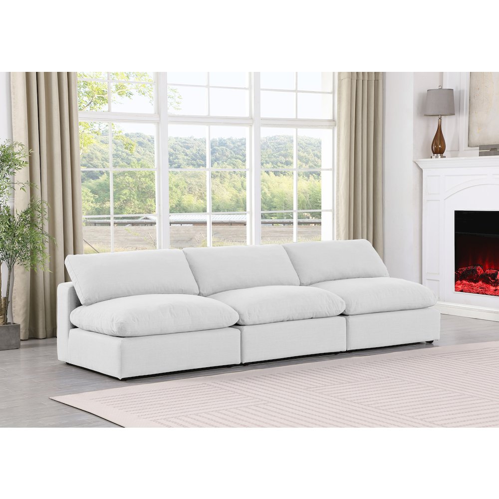 Comfy White Linen Textured Fabric Modular Sofa. Picture 2