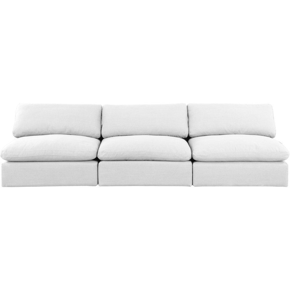 Comfy White Linen Textured Fabric Modular Sofa. Picture 4