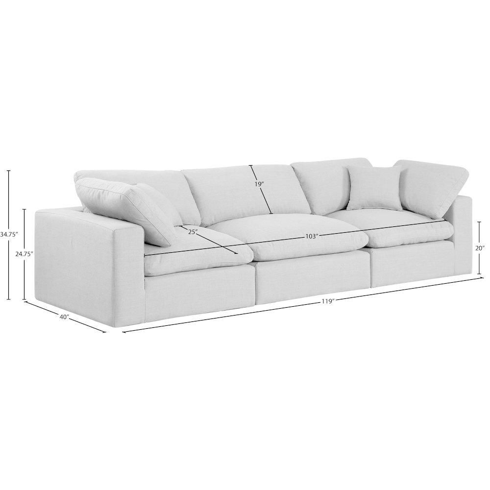 Comfy White Linen Textured Fabric Modular Sofa. Picture 9