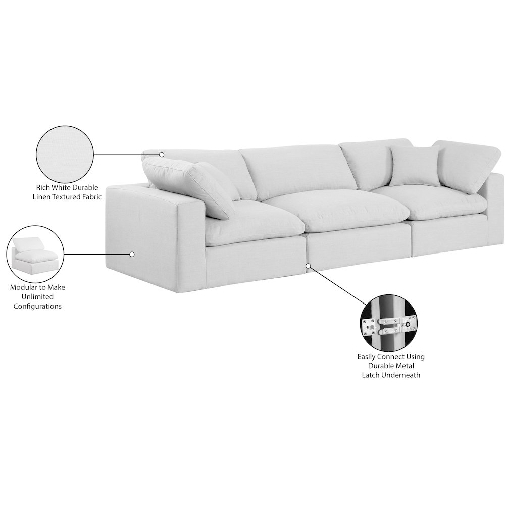 Comfy White Linen Textured Fabric Modular Sofa. Picture 10