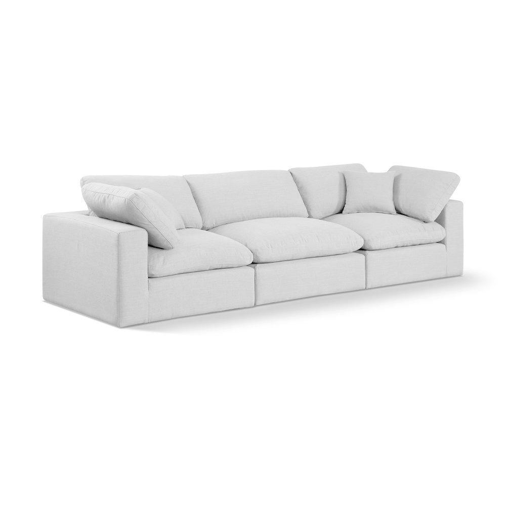 Comfy White Linen Textured Fabric Modular Sofa. Picture 1