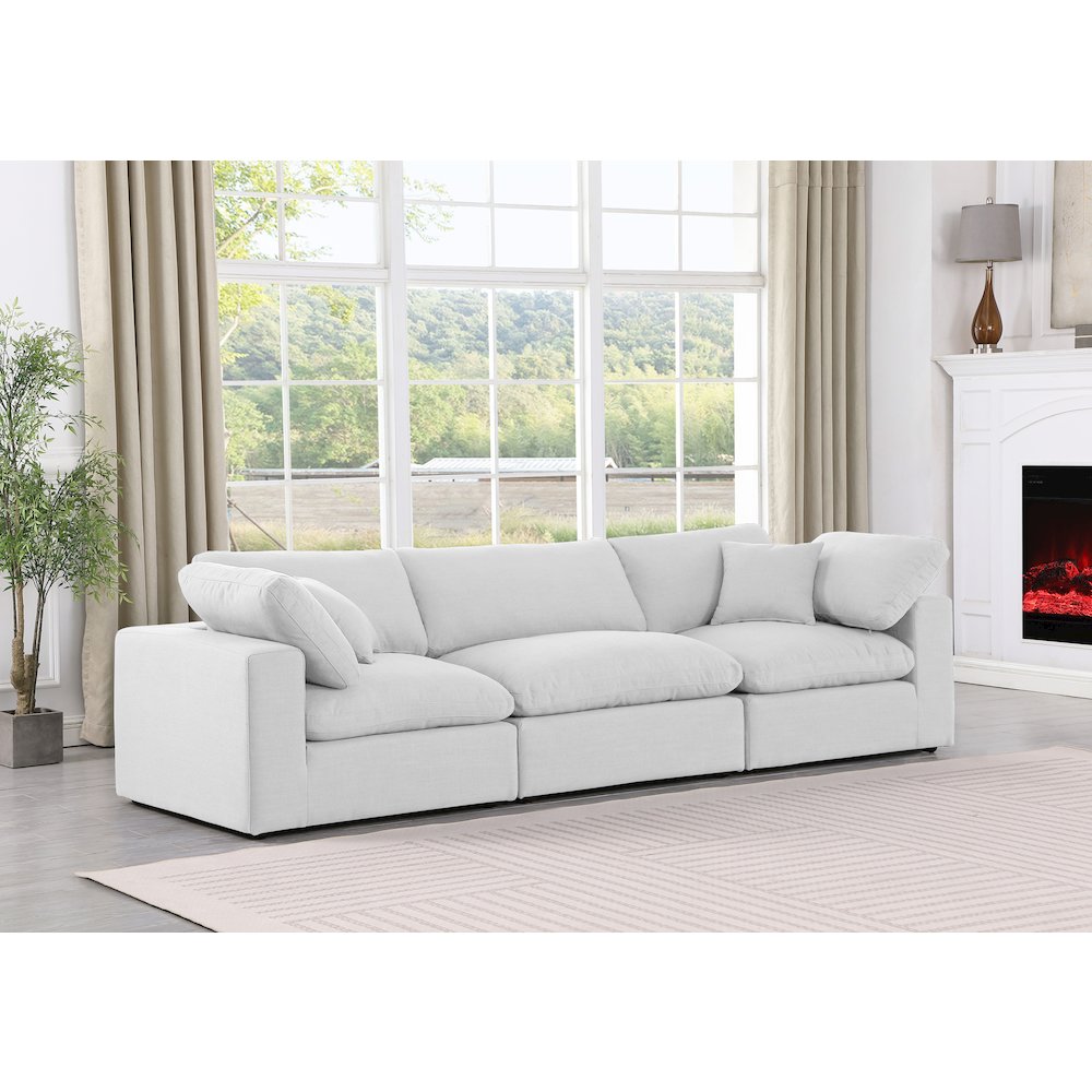 Comfy White Linen Textured Fabric Modular Sofa. Picture 2