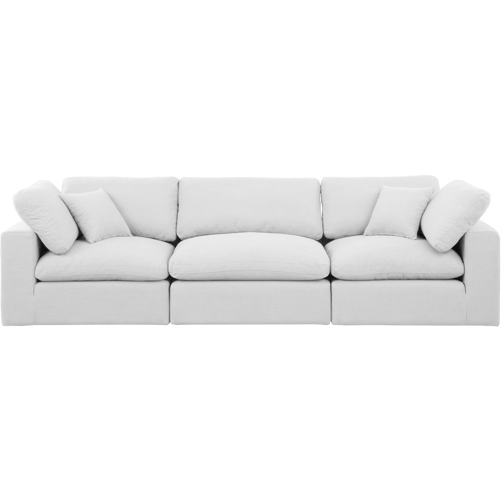 Comfy White Linen Textured Fabric Modular Sofa. Picture 4