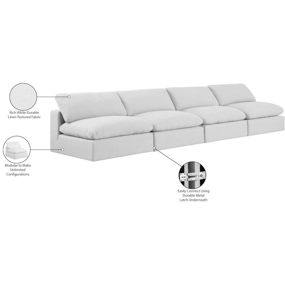 Comfy White Linen Textured Fabric Modular Sofa. Picture 10