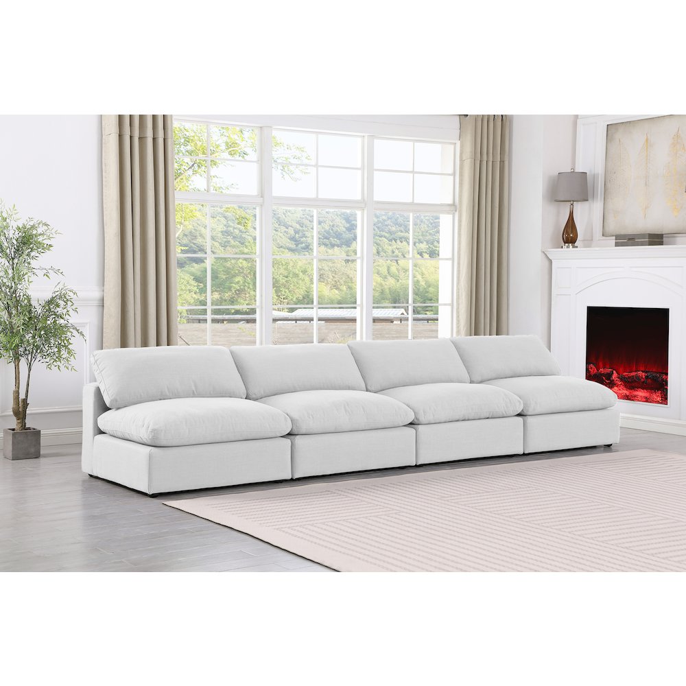 Comfy White Linen Textured Fabric Modular Sofa. Picture 2