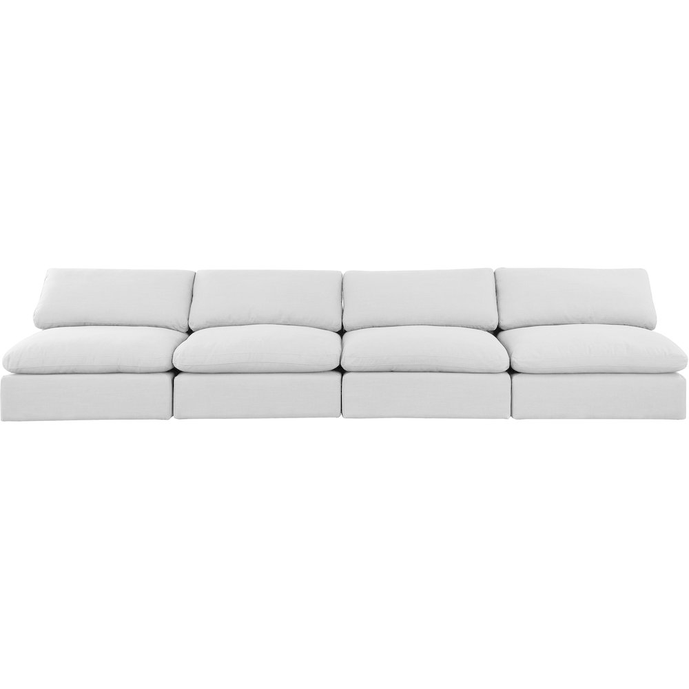 Comfy White Linen Textured Fabric Modular Sofa. Picture 4
