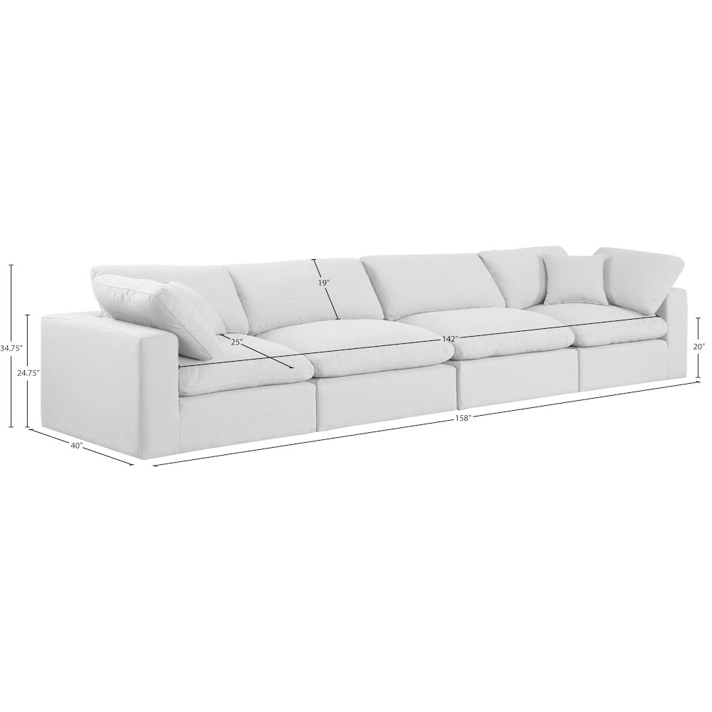 Comfy White Linen Textured Fabric Modular Sofa. Picture 9