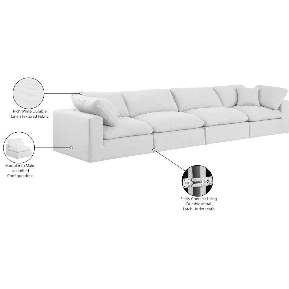 Comfy White Linen Textured Fabric Modular Sofa. Picture 10