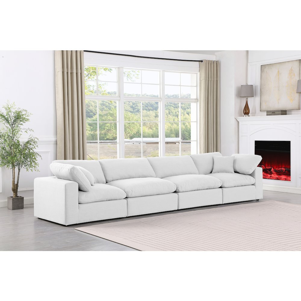 Comfy White Linen Textured Fabric Modular Sofa. Picture 2