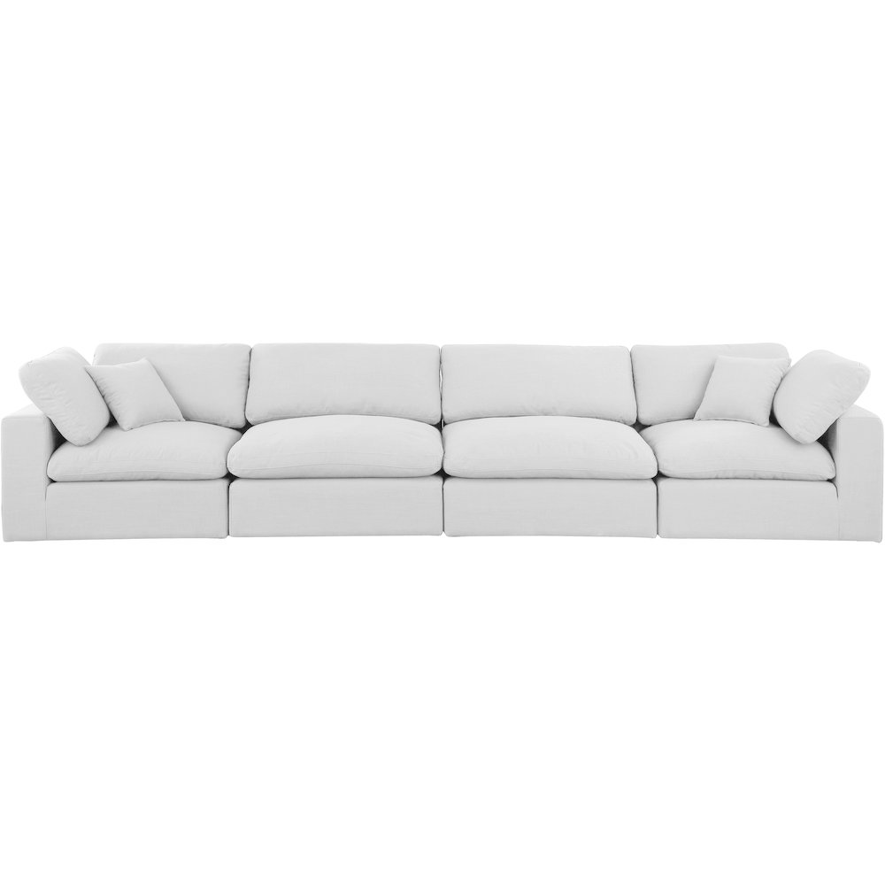 Comfy White Linen Textured Fabric Modular Sofa. Picture 4