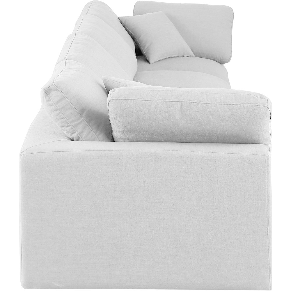 Comfy White Linen Textured Fabric Modular Sofa. Picture 5