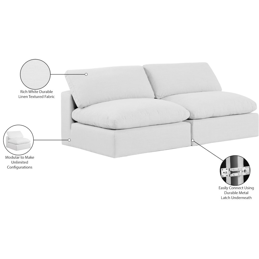 Comfy White Linen Textured Fabric Modular Sofa. Picture 10
