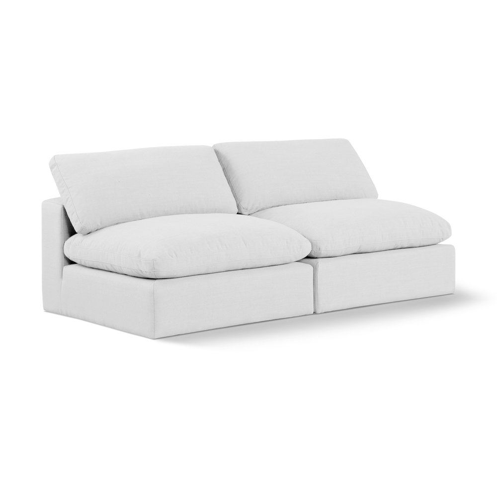 Comfy White Linen Textured Fabric Modular Sofa. Picture 1