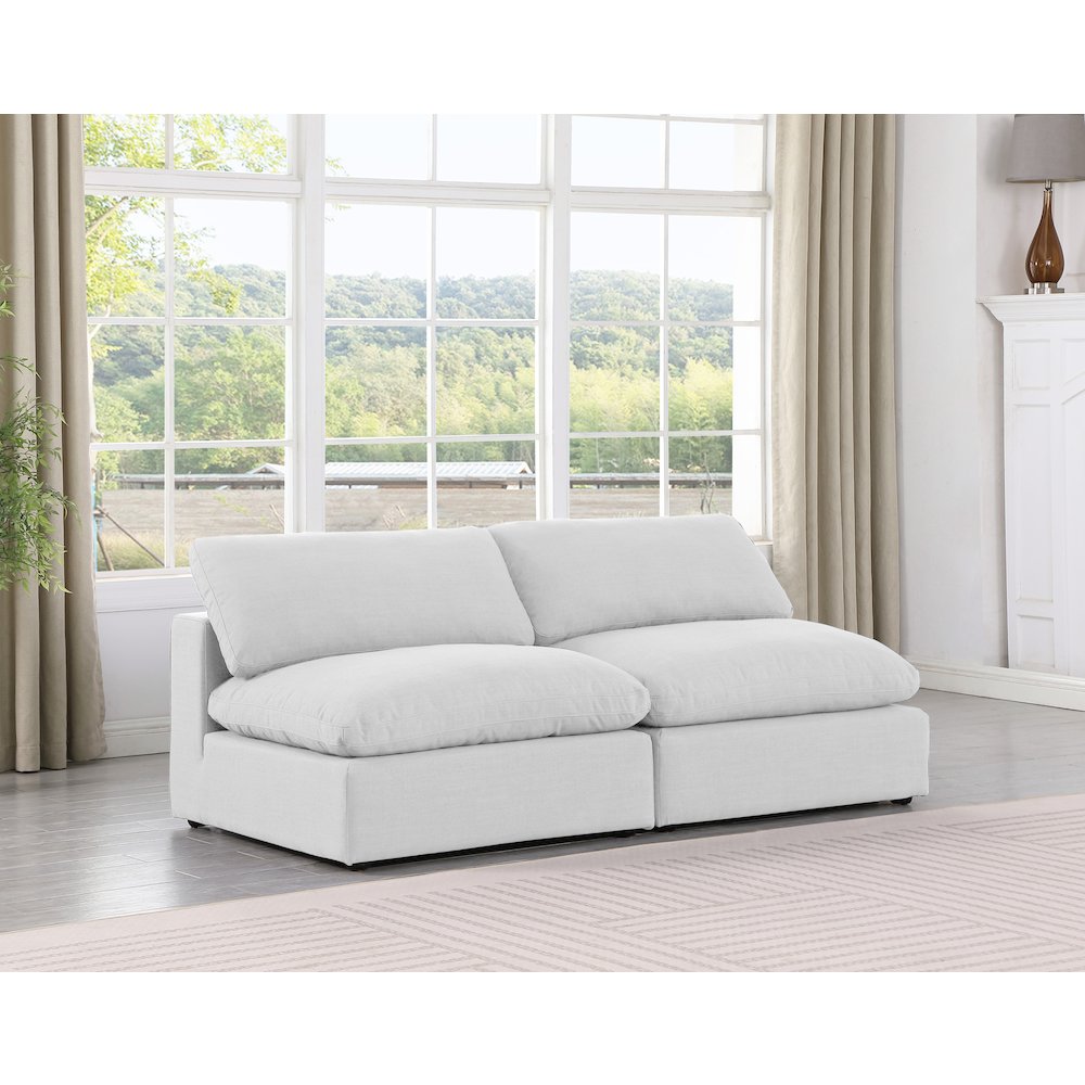 Comfy White Linen Textured Fabric Modular Sofa. Picture 2
