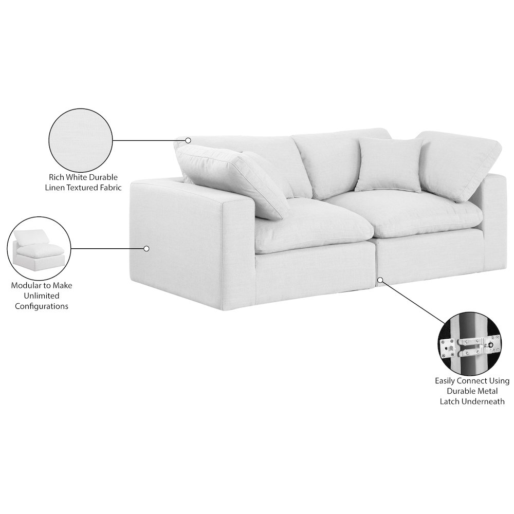 Comfy White Linen Textured Fabric Modular Sofa. Picture 10
