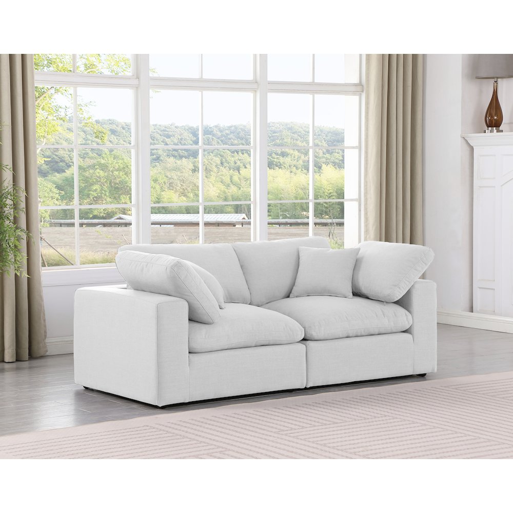 Comfy White Linen Textured Fabric Modular Sofa. Picture 2
