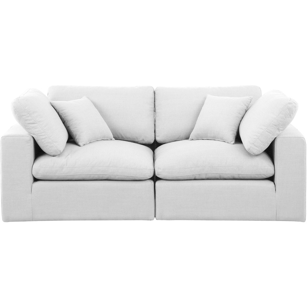 Comfy White Linen Textured Fabric Modular Sofa. Picture 4