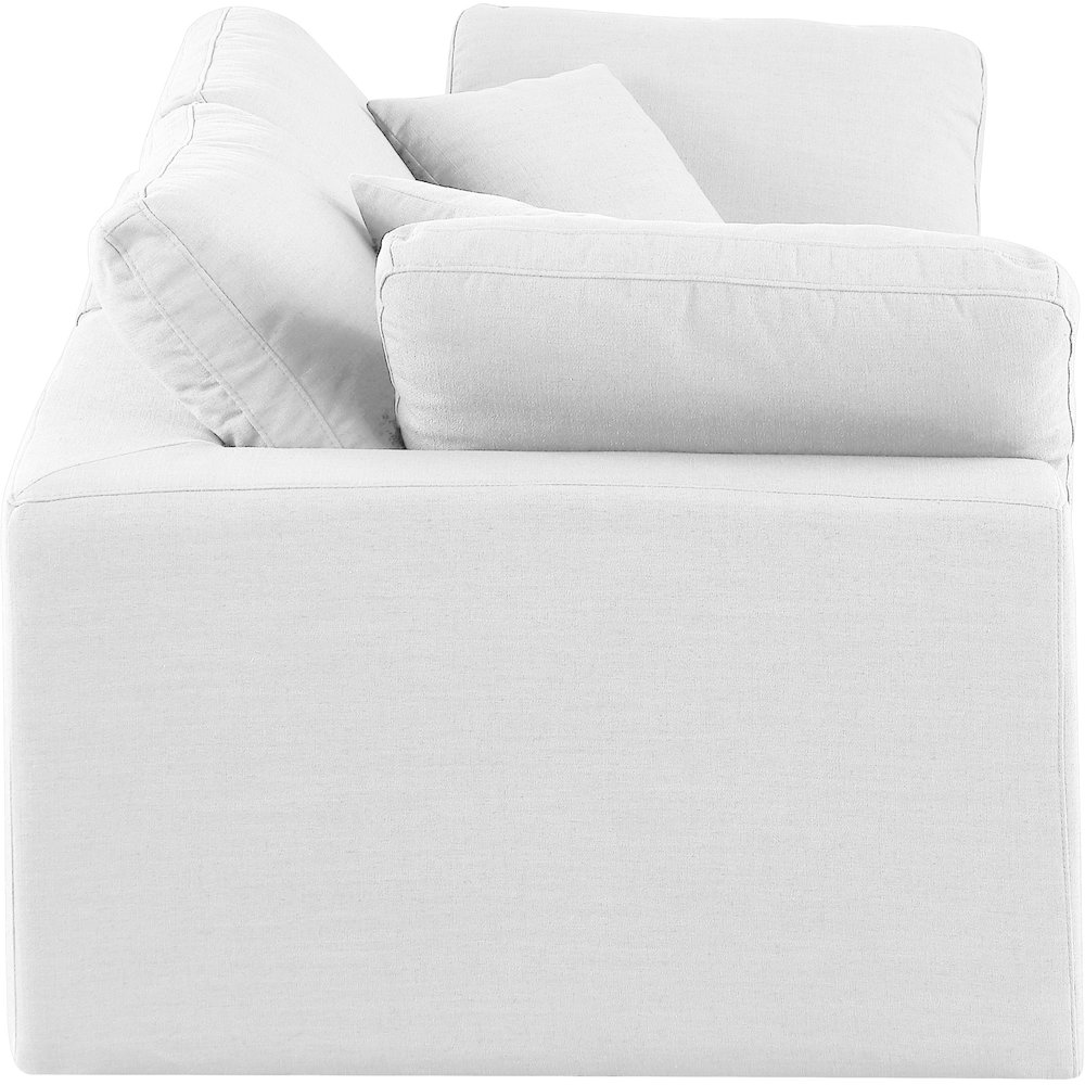 Comfy White Linen Textured Fabric Modular Sofa. Picture 5