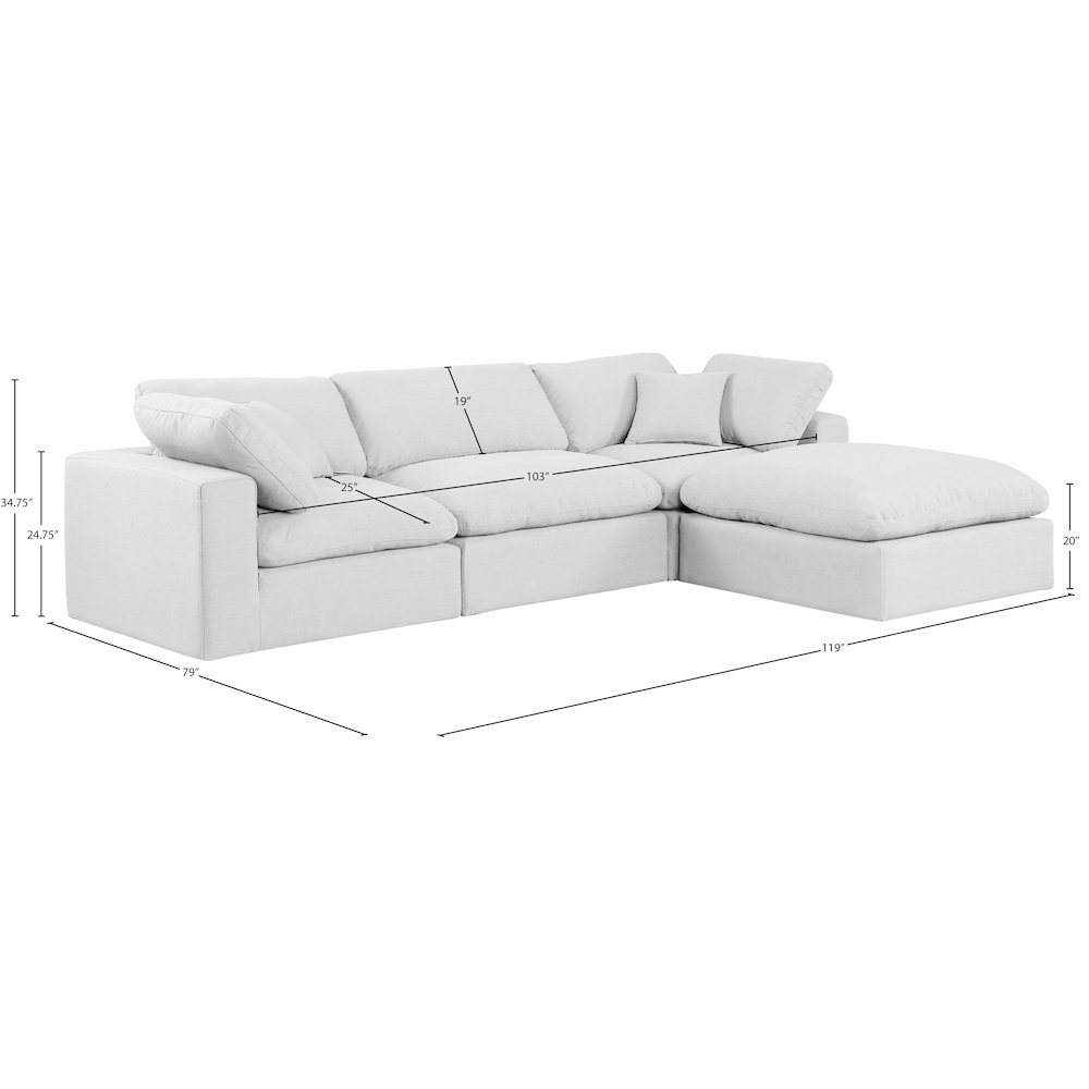 Comfy White Linen Textured Fabric Modular Sectional. Picture 15