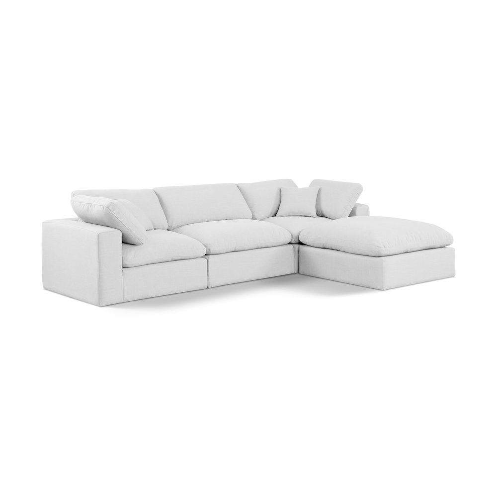 Comfy White Linen Textured Fabric Modular Sectional. Picture 1