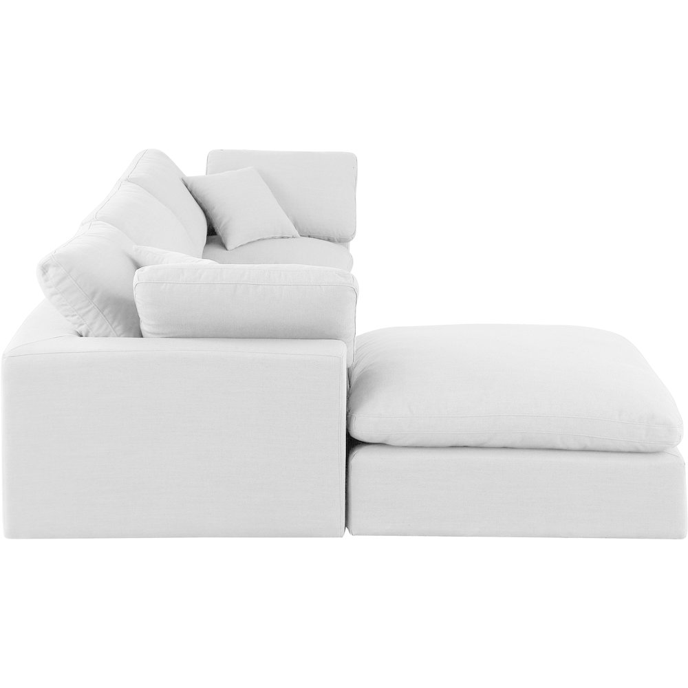 Comfy White Linen Textured Fabric Modular Sectional. Picture 10