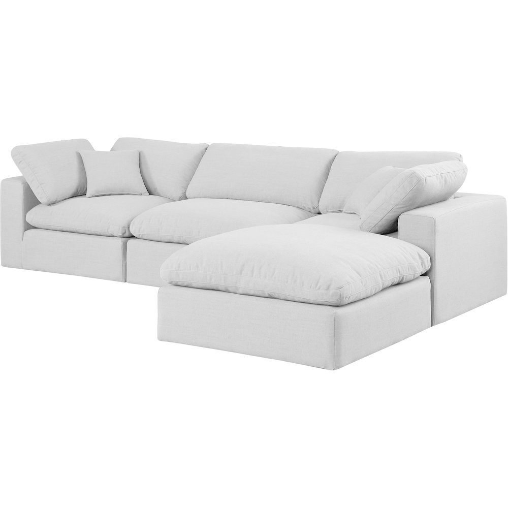 Comfy White Linen Textured Fabric Modular Sectional. Picture 2