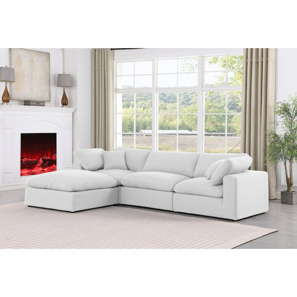 Comfy White Linen Textured Fabric Modular Sectional. Picture 3