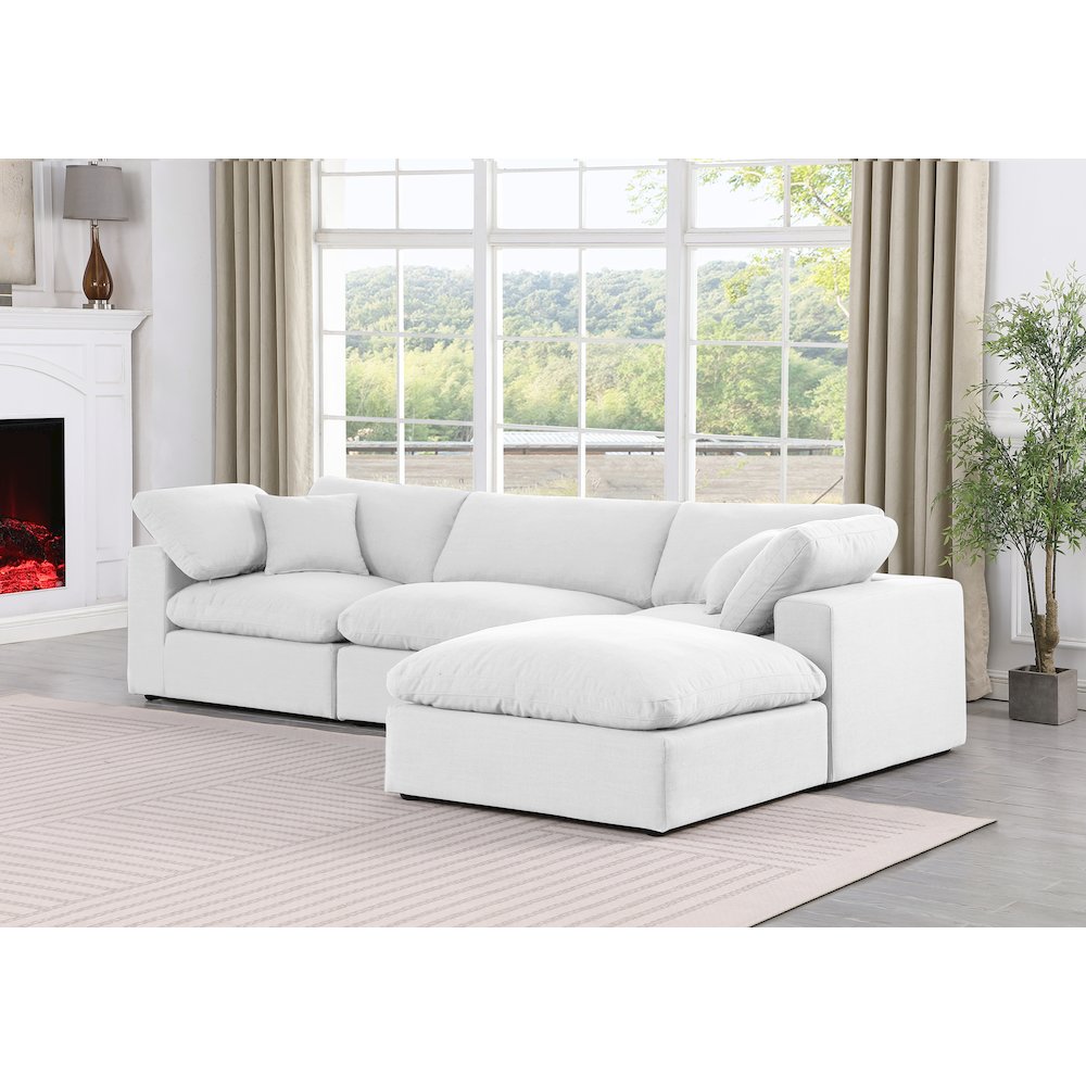 Comfy White Linen Textured Fabric Modular Sectional. Picture 4
