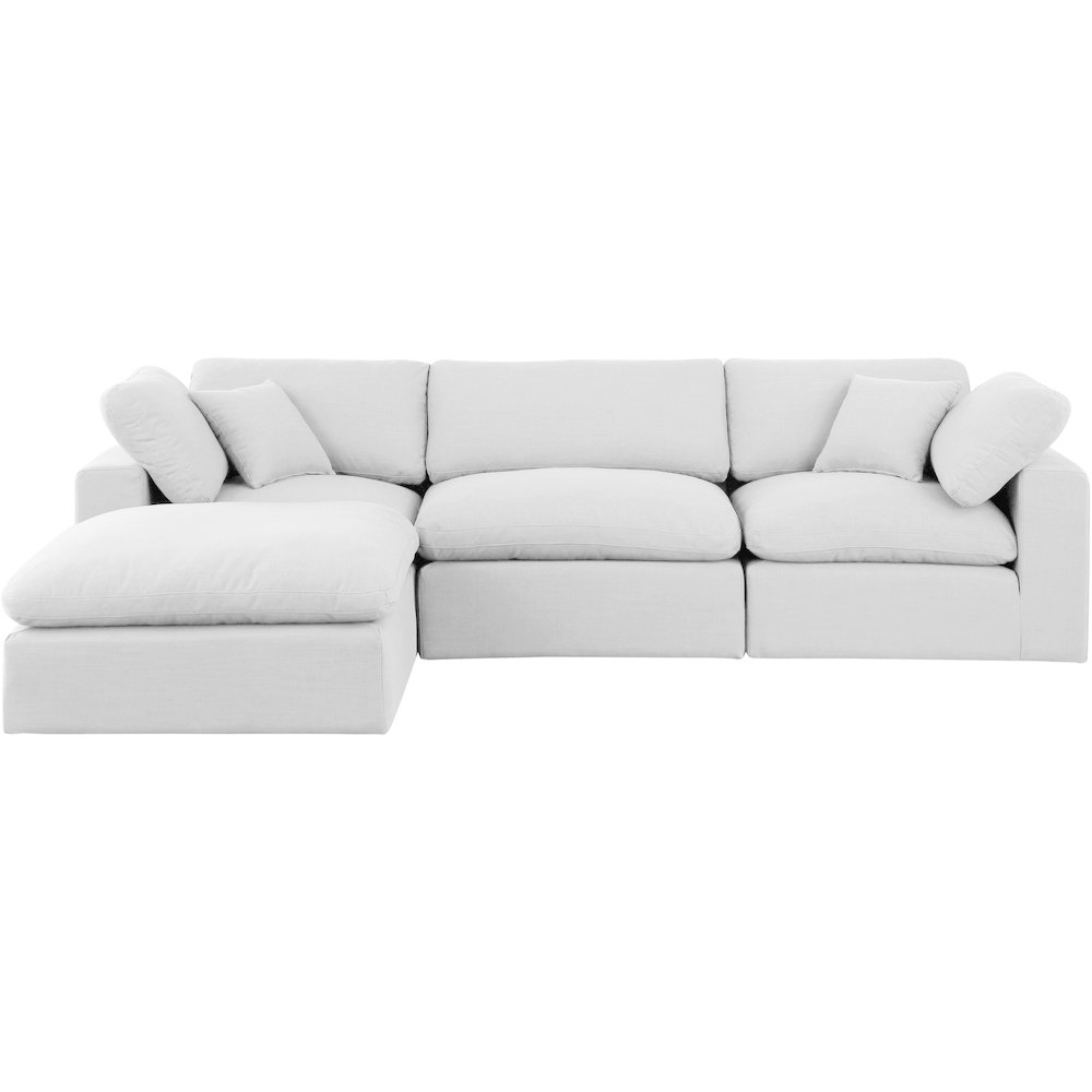Comfy White Linen Textured Fabric Modular Sectional. Picture 7