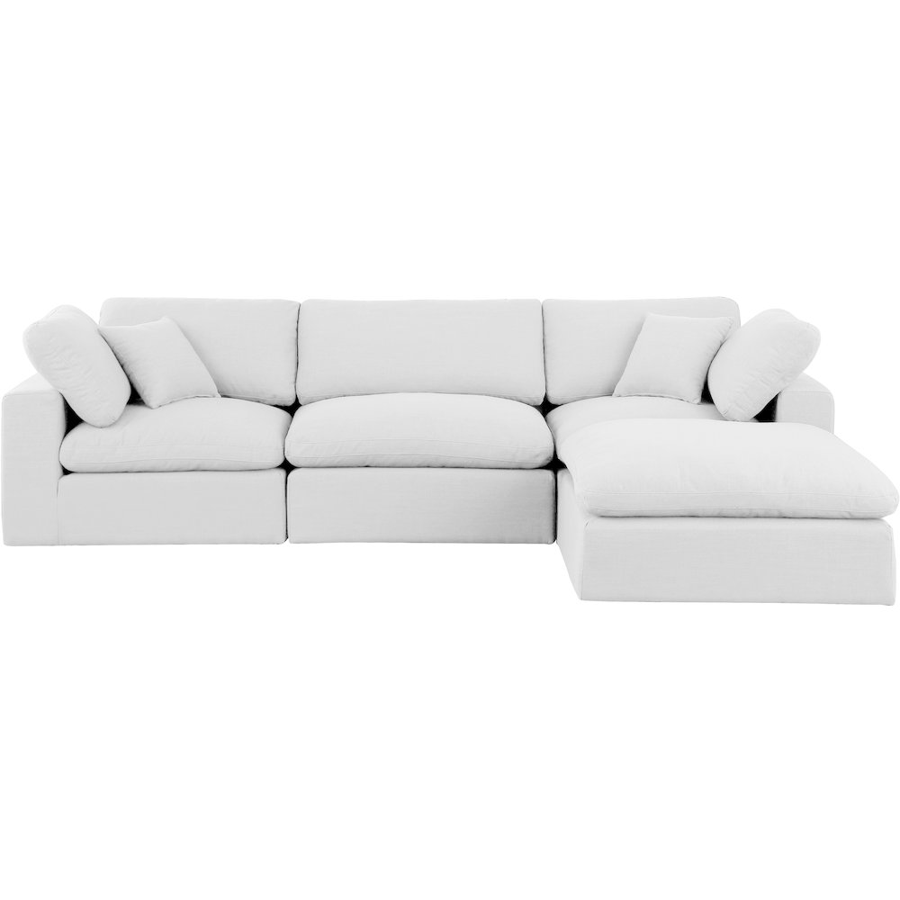 Comfy White Linen Textured Fabric Modular Sectional. Picture 8