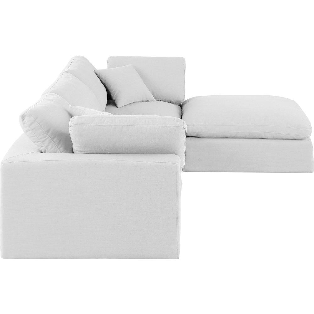 Comfy White Linen Textured Fabric Modular Sectional. Picture 9
