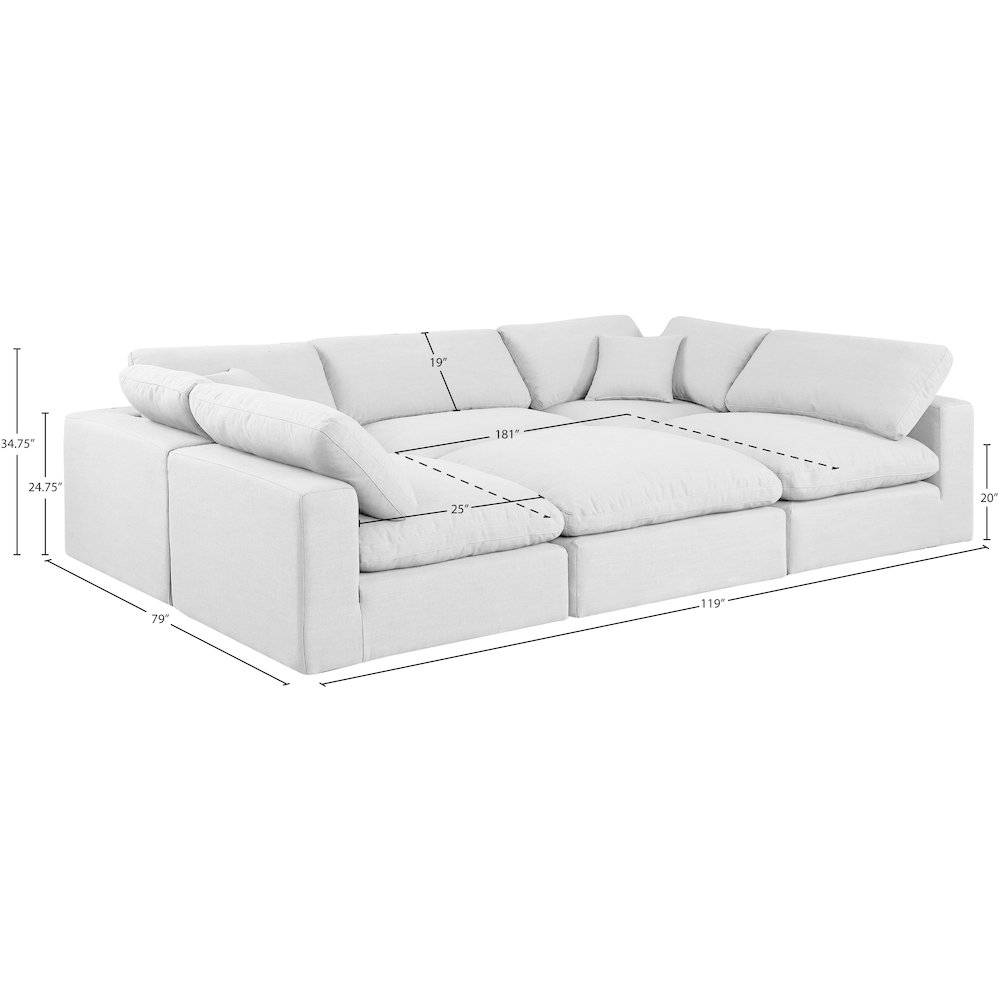 Comfy White Linen Textured Fabric Modular Sectional. Picture 10