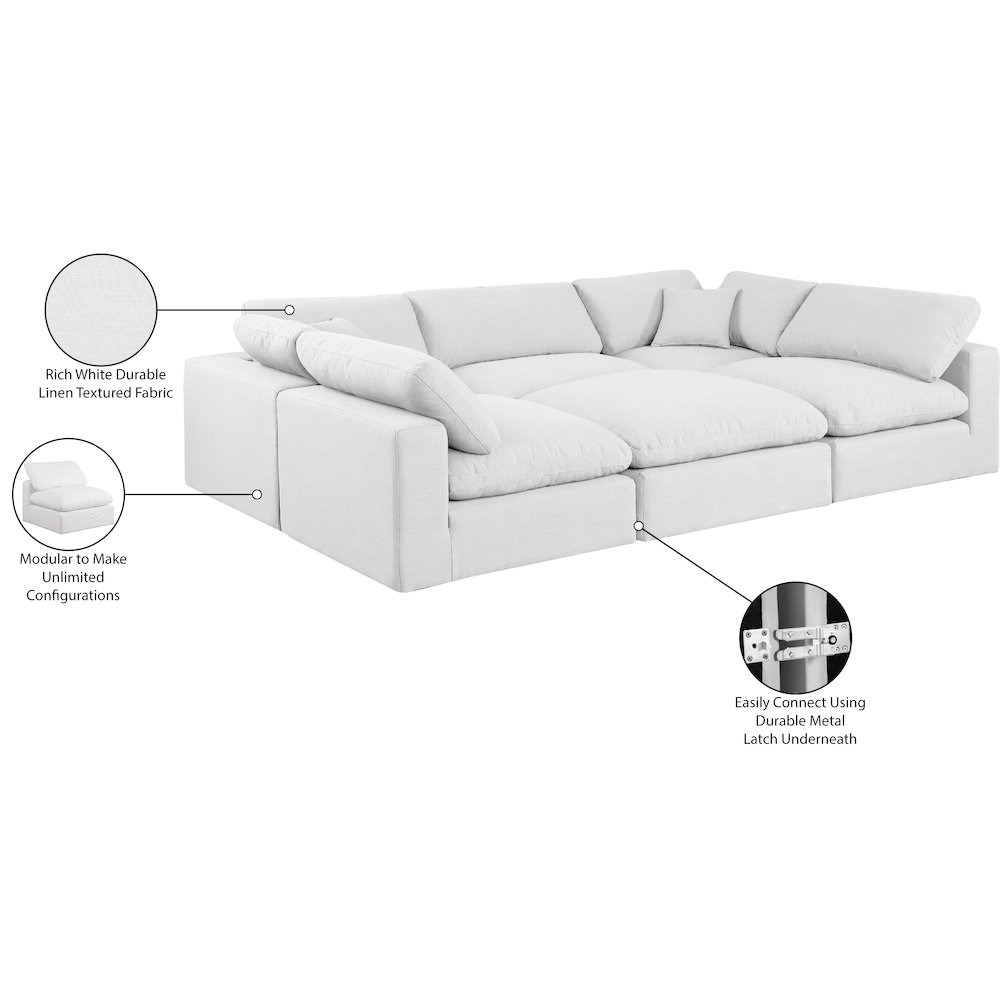 Comfy White Linen Textured Fabric Modular Sectional. Picture 11