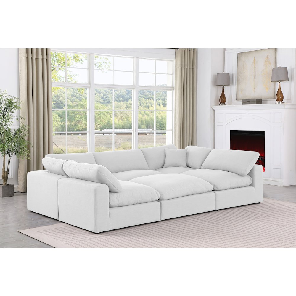 Comfy White Linen Textured Fabric Modular Sectional. Picture 2