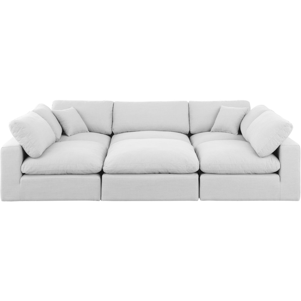 Comfy White Linen Textured Fabric Modular Sectional. Picture 4