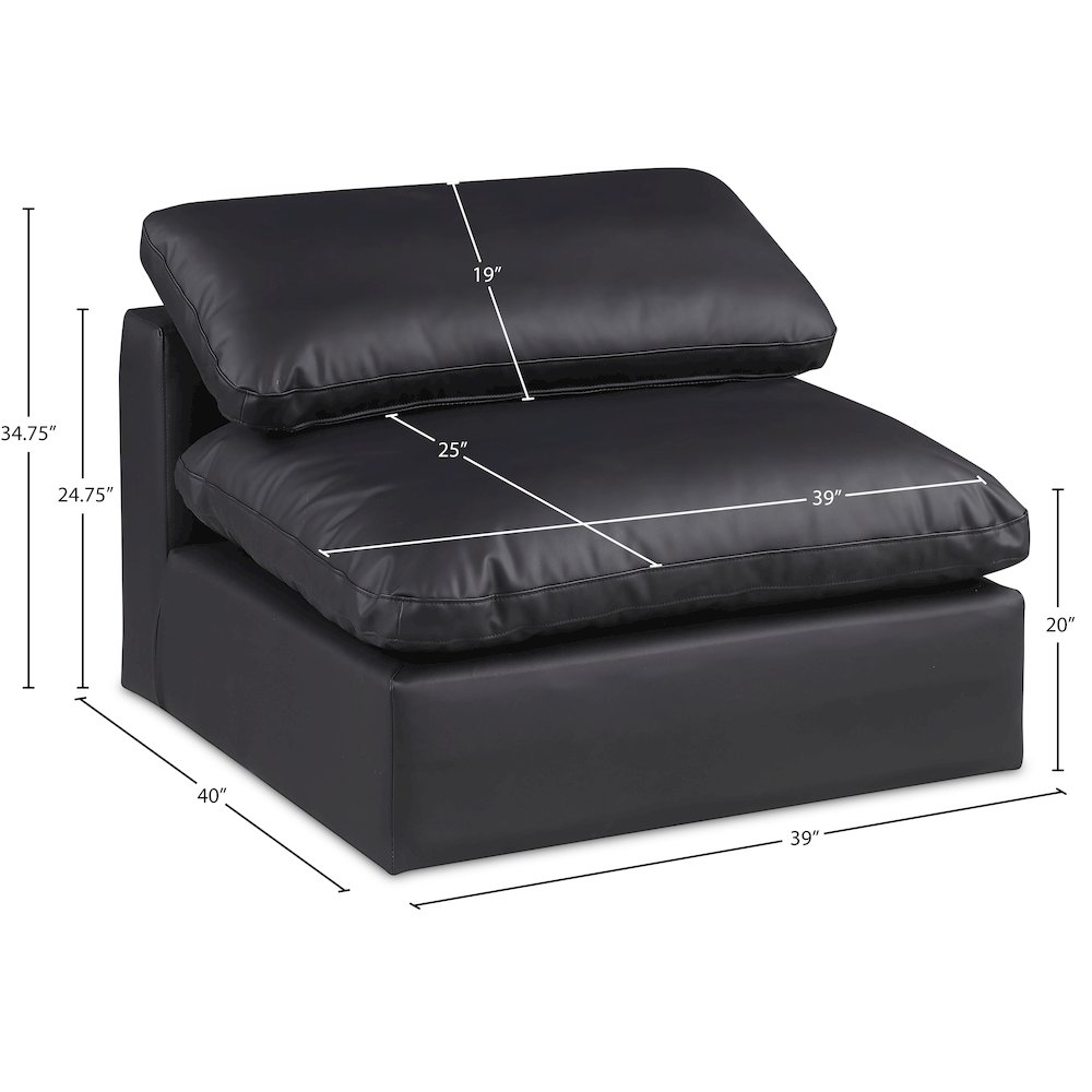 Comfy Black Vegan Leather Modular Armless Chair. Picture 10