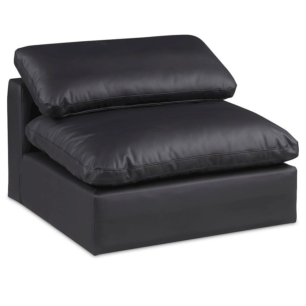 Comfy Black Vegan Leather Modular Armless Chair. Picture 1