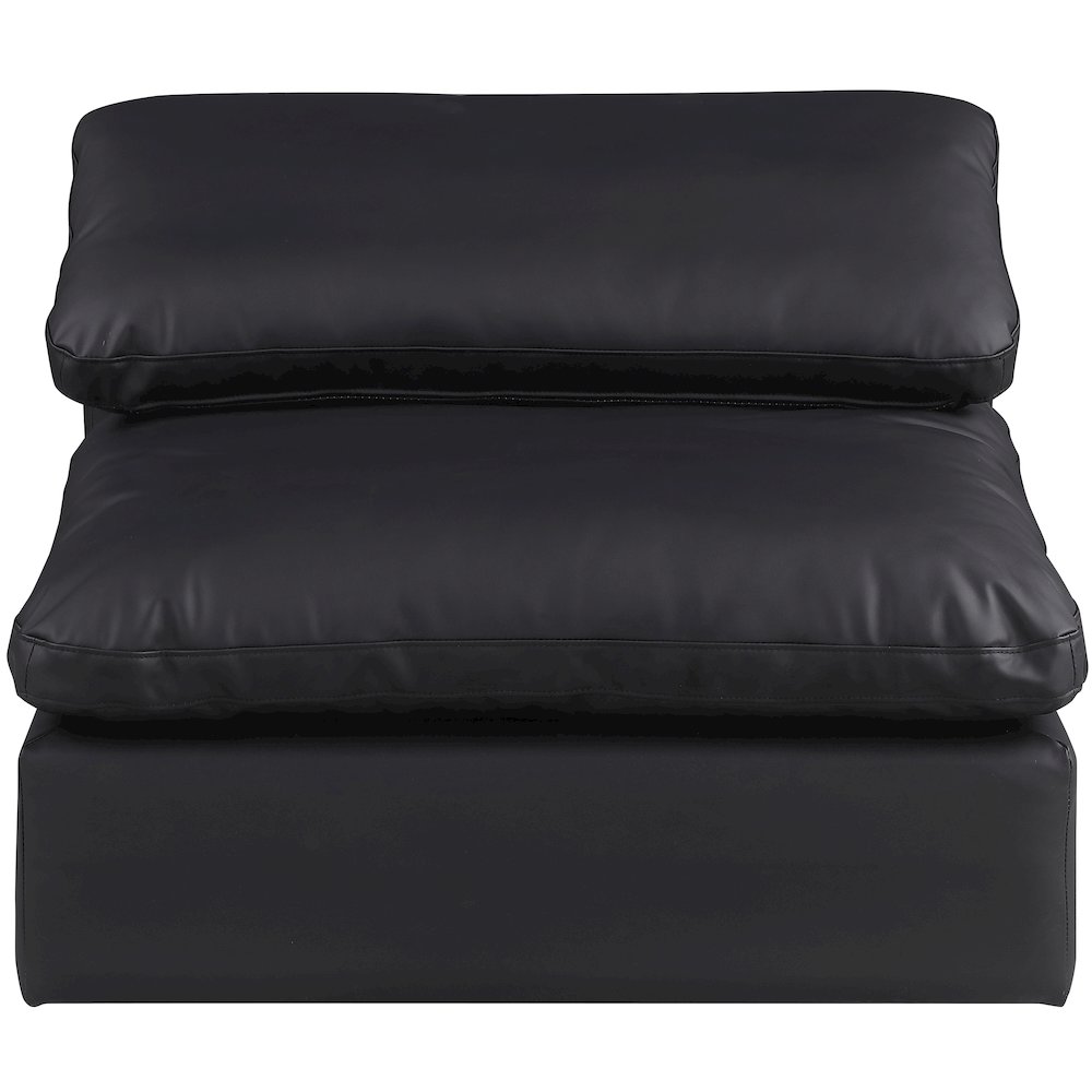 Comfy Black Vegan Leather Modular Armless Chair. Picture 4