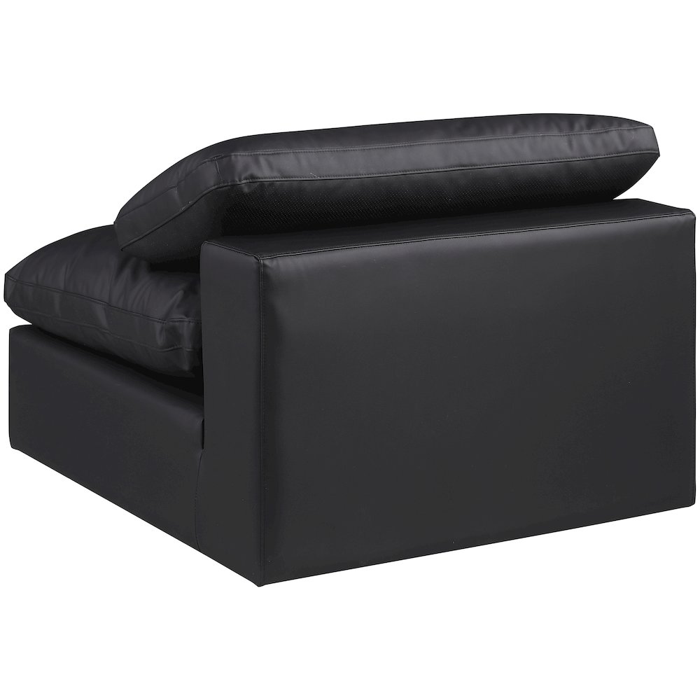 Comfy Black Vegan Leather Modular Armless Chair. Picture 5