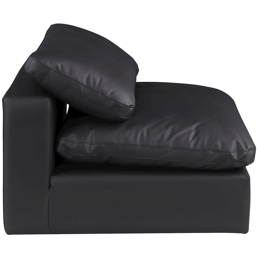 Comfy Black Vegan Leather Modular Armless Chair. Picture 6