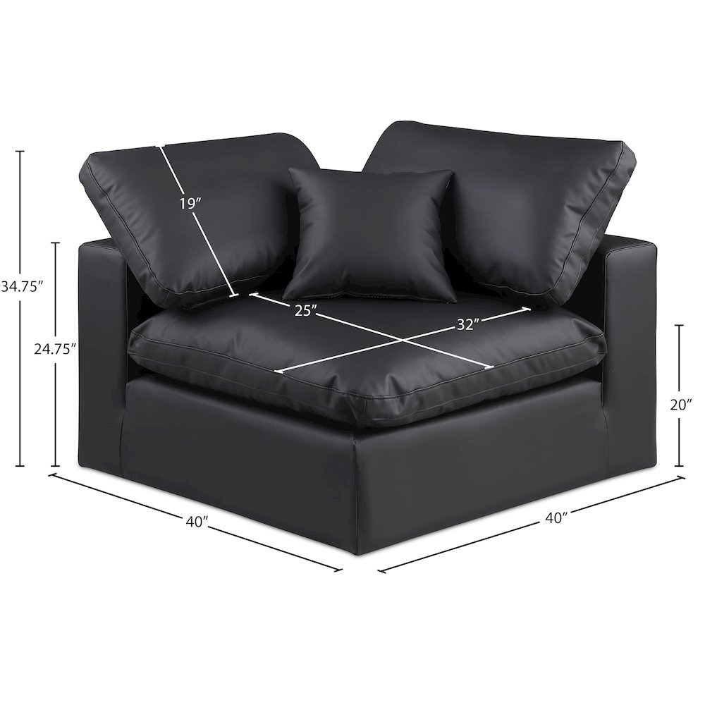 Comfy Black Vegan Leather Modular Corner Chair. Picture 10