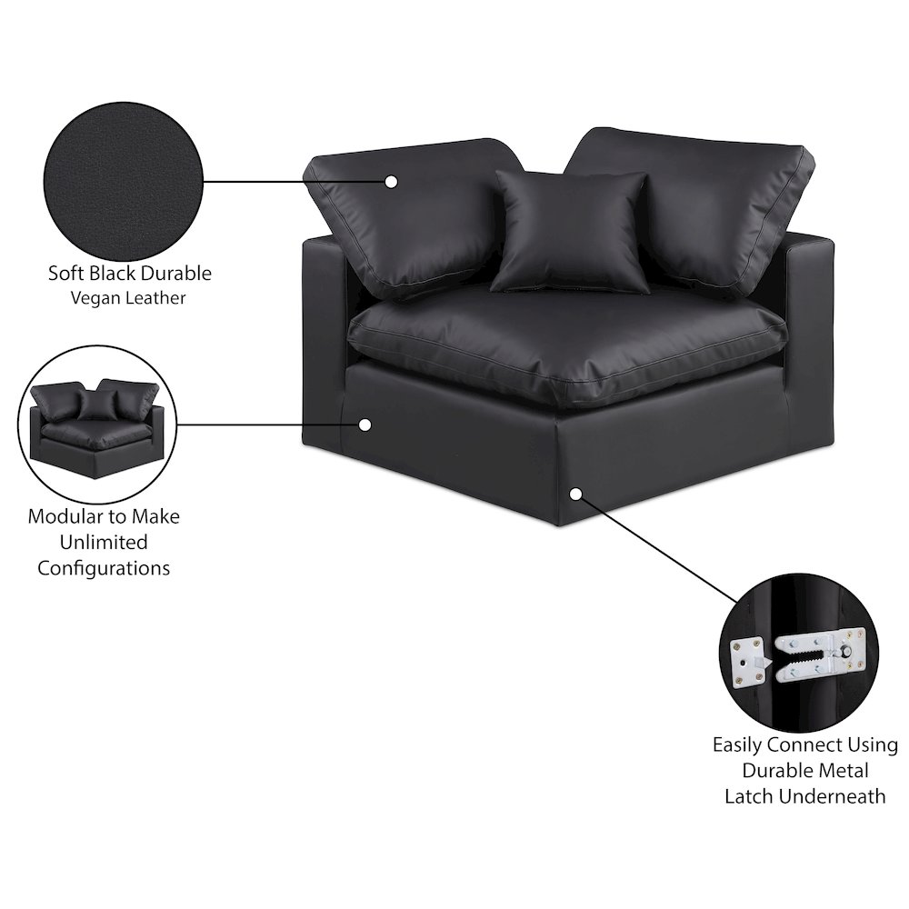 Comfy Black Vegan Leather Modular Corner Chair. Picture 11