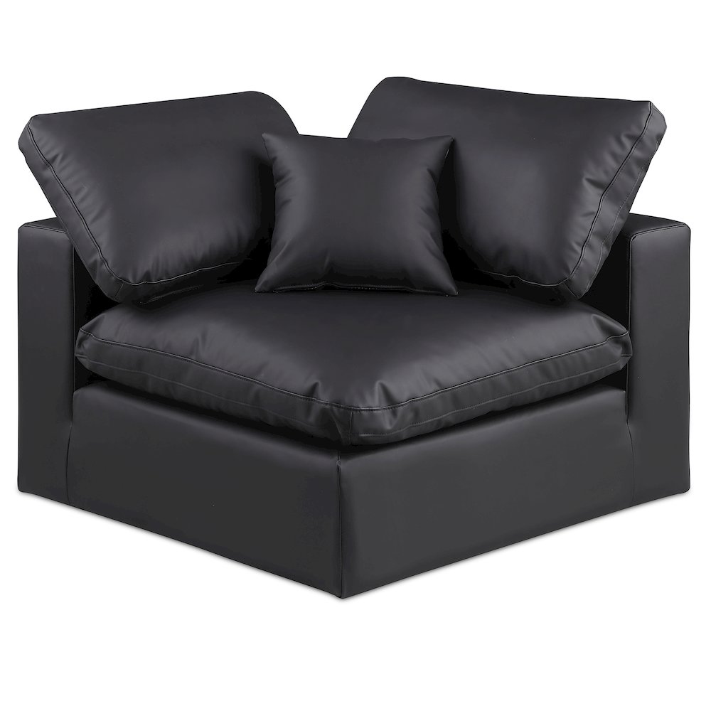 Comfy Black Vegan Leather Modular Corner Chair. Picture 1