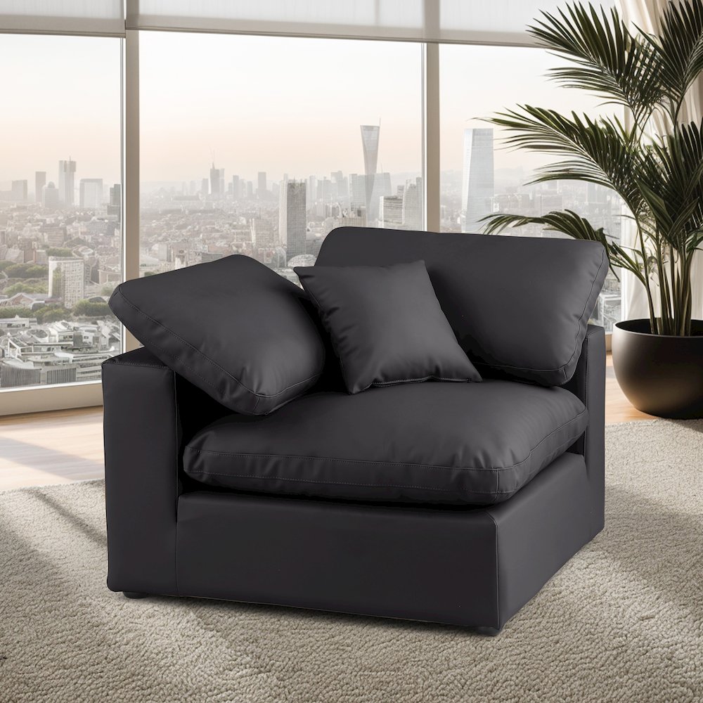 Comfy Black Vegan Leather Modular Corner Chair. Picture 2