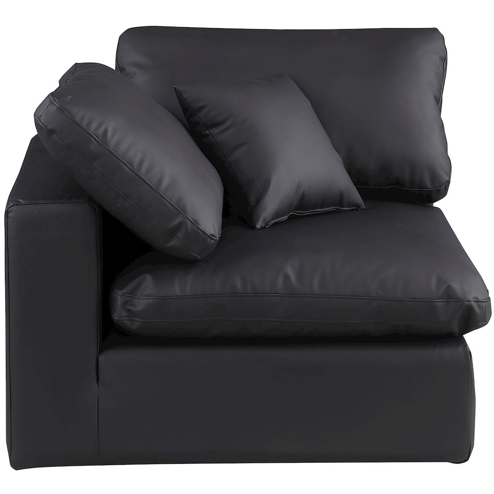 Comfy Black Vegan Leather Modular Corner Chair. Picture 4