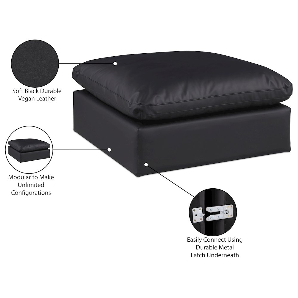 Comfy Black Vegan Leather Modular Ottoman. Picture 6