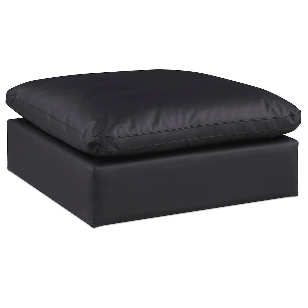 Comfy Black Vegan Leather Modular Ottoman. Picture 1